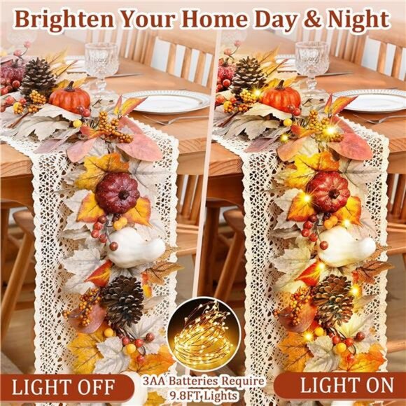 Fall Decorations for Home, 5.9Ft Fall Garland for Mantle, Fall Leaves Garland - Picture 5 of 8